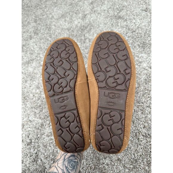 UGG Australia Women's 9 Ansley Chestnut Moccasin Slippers Slip on Shoe Fur Suede - Picture 4 of 10